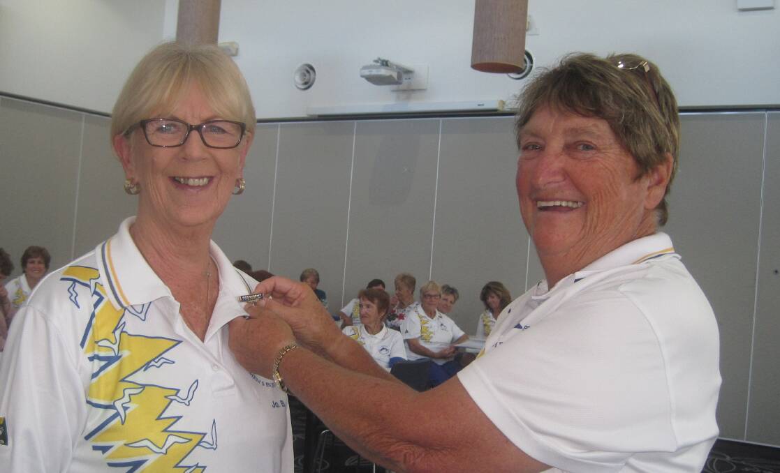 New Urunga bowls president Jo Bathgate and the outgoing president Shirley Willis