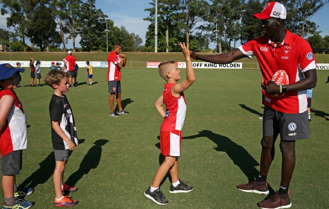 A kids clinic will be a highlight of the Sydney Swans visit
