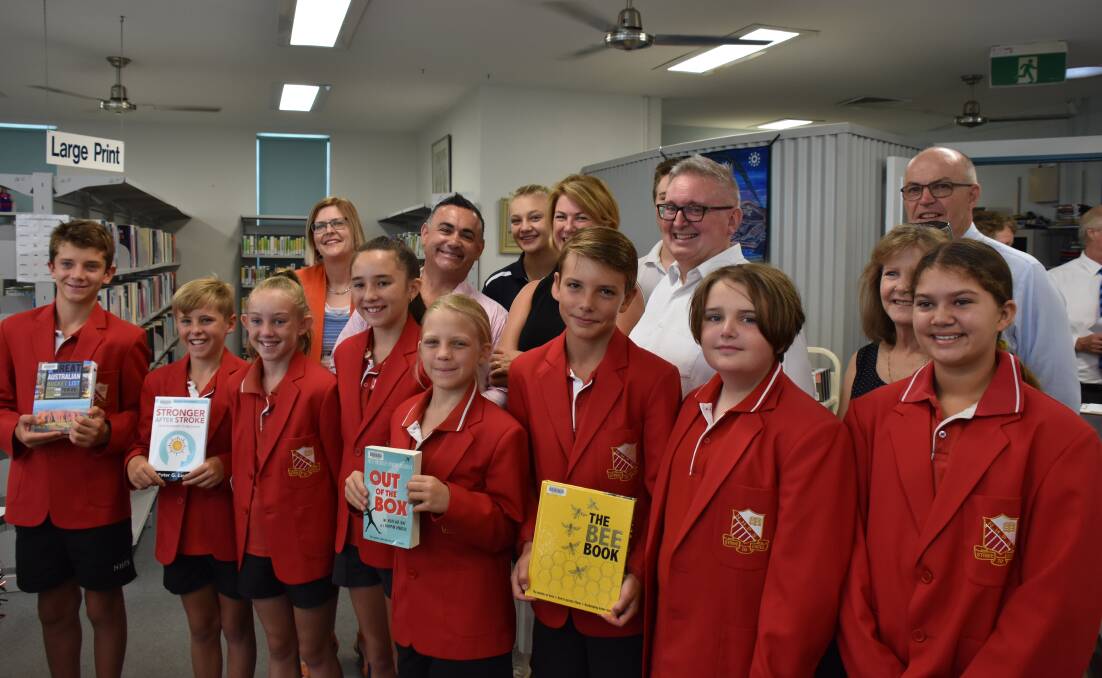 Deputy Premier John Barilaro, Oxley MP Melinda Pavey, Arts Minister Don Harwin, Nambucca Shire Council general manager Michael Coulter and mayor Rhonda Hoban celebrate the announcement of major funding for the Nambucca Heads Library
