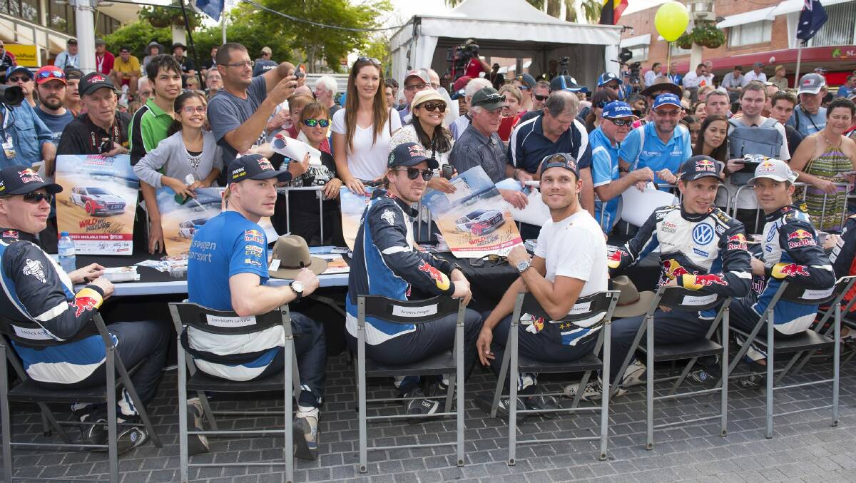 Autographs at Thursday's free Rally Show in Coffs Harbour kick off 2017 Rally Australia (Jeremy Rogers pic)