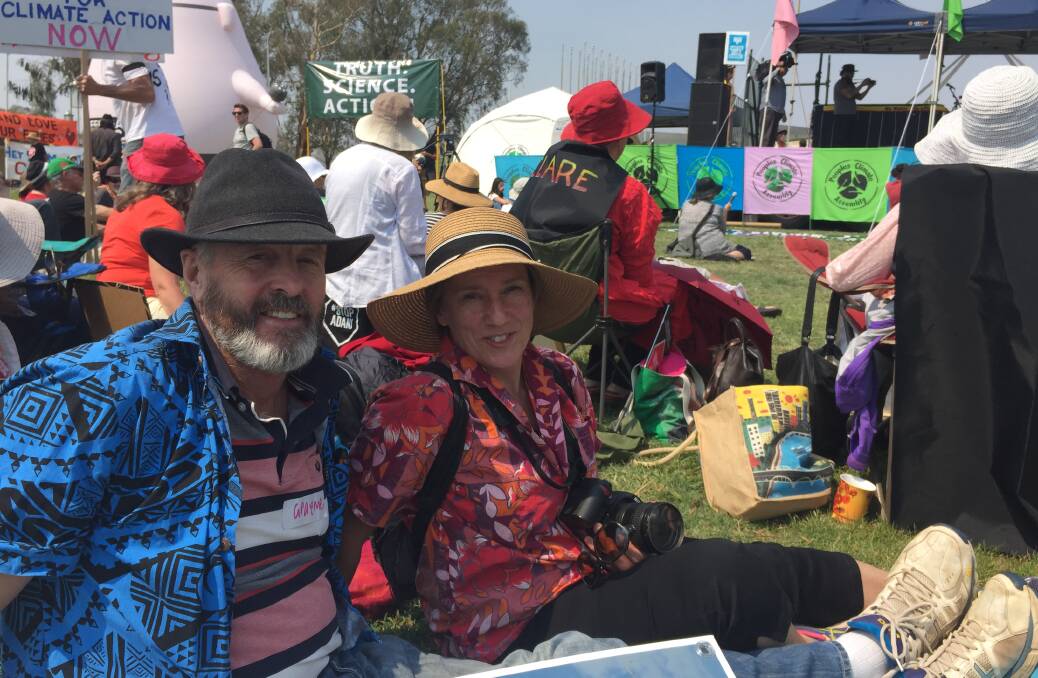 FRONT LINE: Graeme and Bronnie Mason travelled from the NSW Central West region to be part of the rally. They've had three failed crops in a row, which is unheard of in the region.