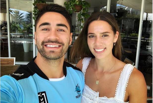 Star signing: New Zealand international Kayla Cullen with fiance Shaun Johnson after the five-eighth joined the Sharks in December. Picture: Instagram