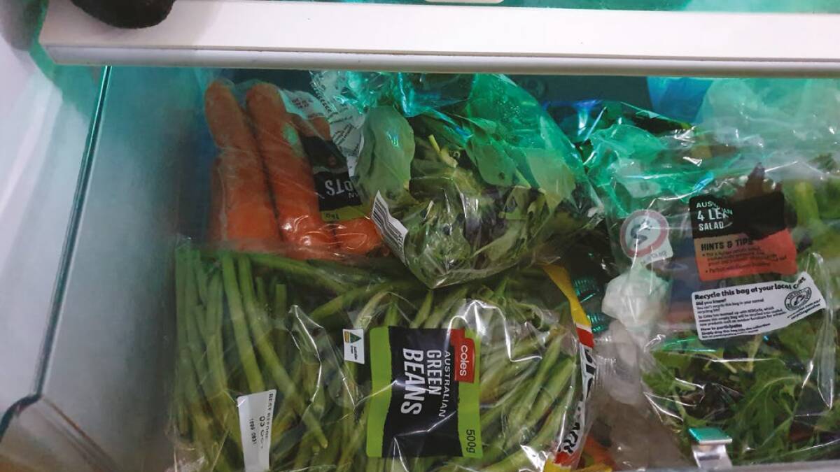 PACKAGING: An image from the AFPA study on fresh produce consumption and waste in Australian Homes. This was typical of the fridge of an older family. 