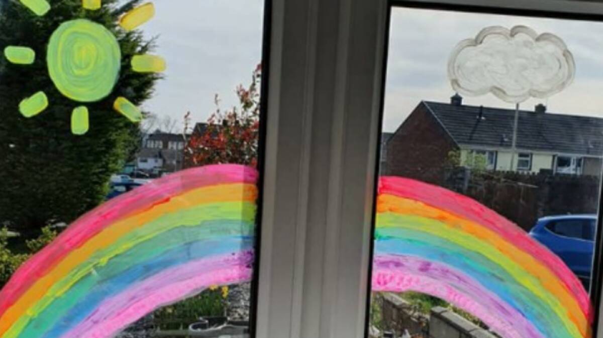 Rainbows are springing up in windows the world over. Pic: @MotherBear88 on Twitter