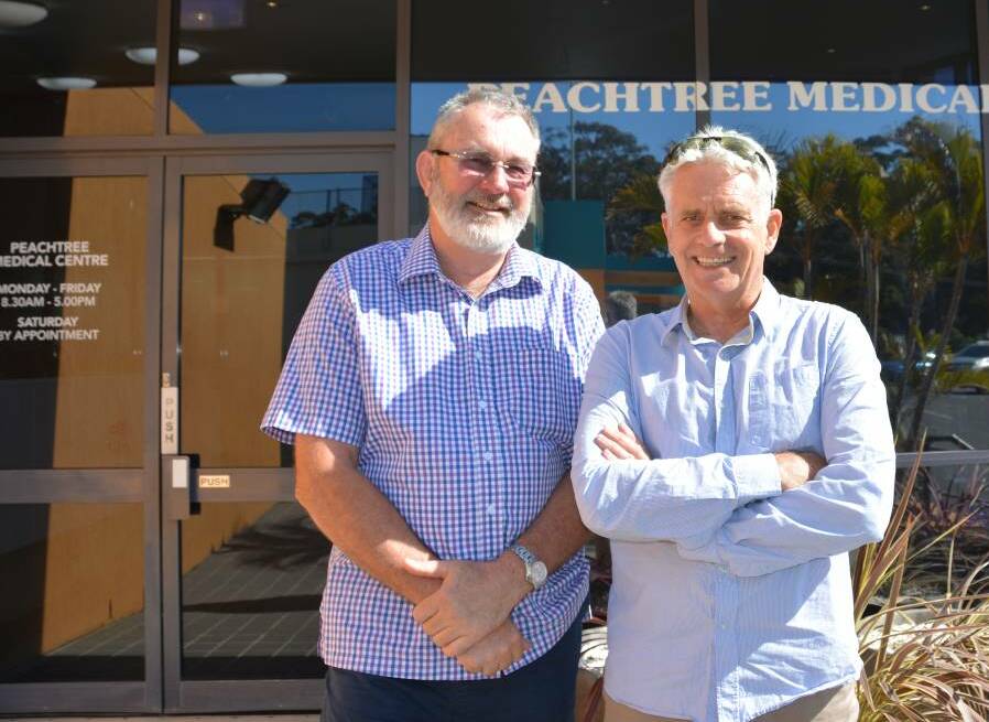 Dr Paul Foster with colleague Dr Mark Smith who both now practise at Evolve Medical Centre (formerly called Peachtree Medical Centre)