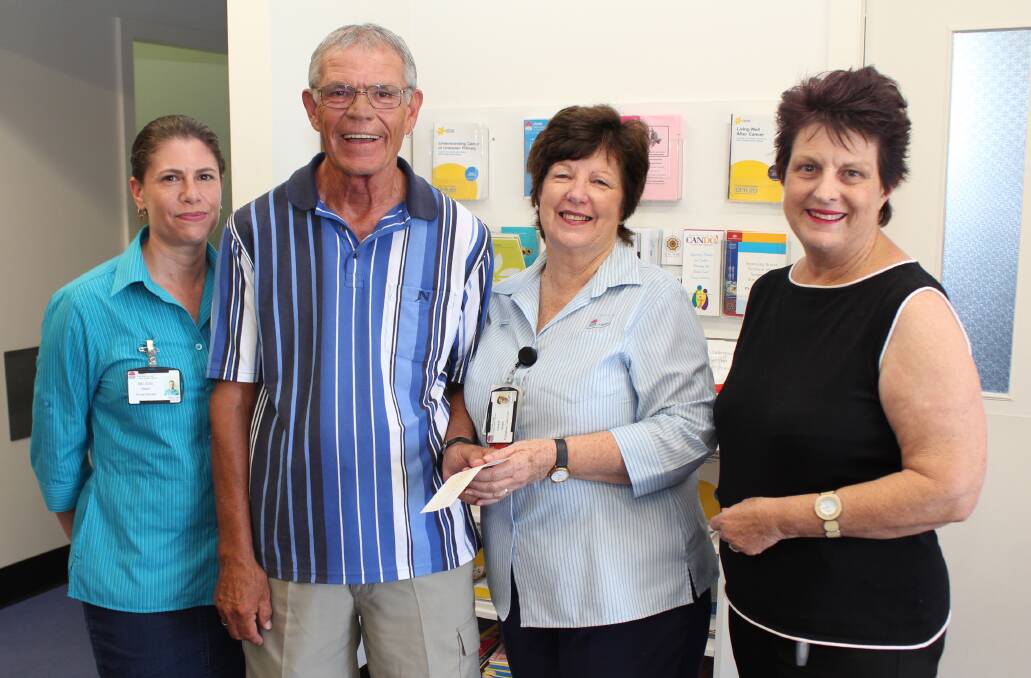 Jim Barrie and Lorraine Hemsworth present a donation in memory of Deborah Barrie to Macksville’s palliative care clinical nurse consultant Dianne Green and palliative care counsellor Melissa Hilson (left).