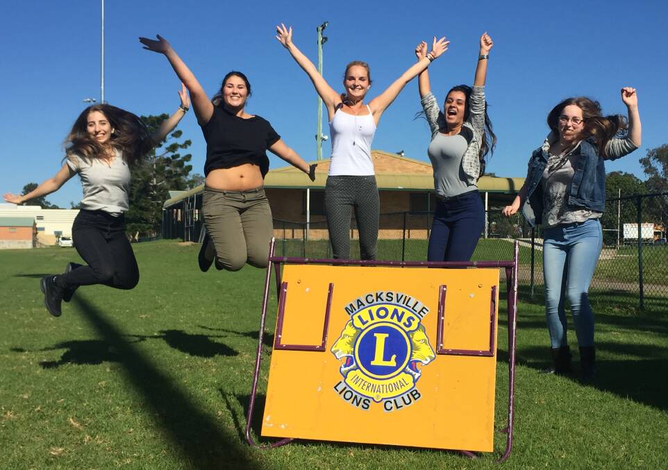 Martina Cordaro, Rachel Russo, Lili Piller, Raissa Passos and Macksville's Brittany Williams are jumping for joy at the chance to test out a new culture through the the Lions Club exchange program.