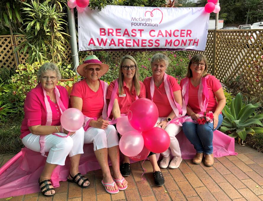 McGrath Breast Care Nurse Carolyn Cross (centre) with some of the Pink Up Macksville team getting ready for Fridays Pink Gala Day. 