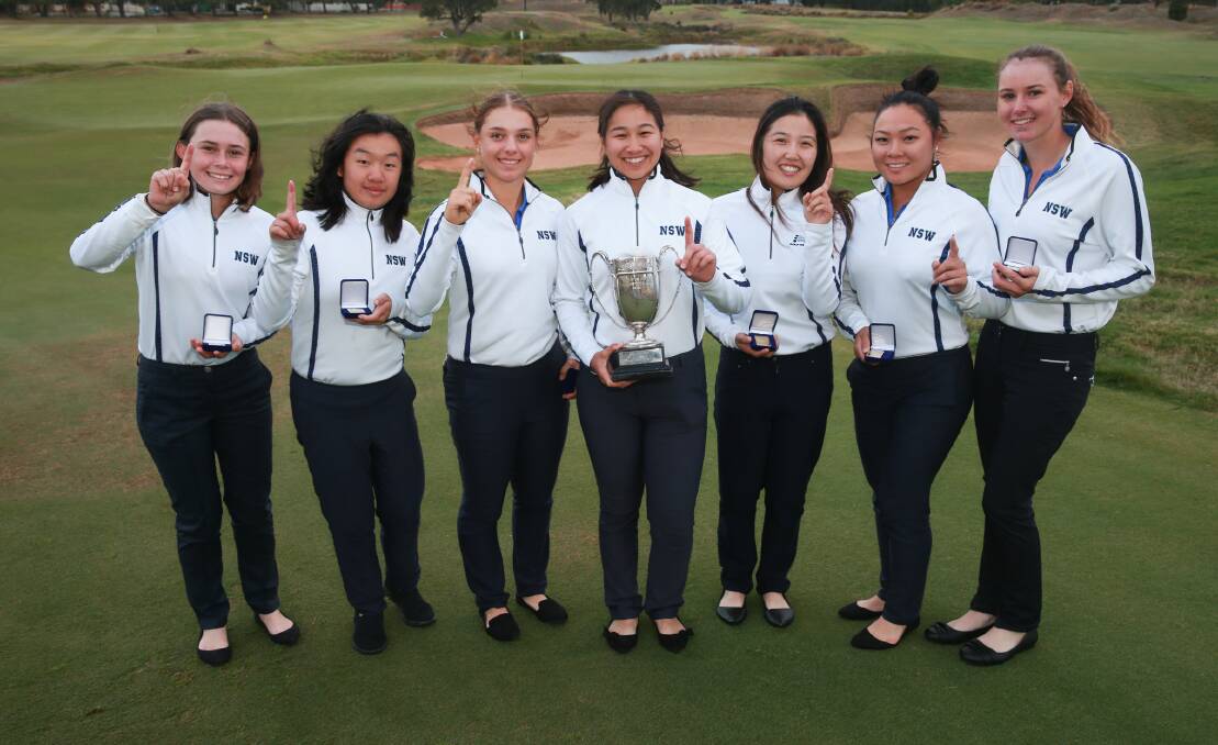 The winning NSW Women’s team (Left to Right): Darcy Habgood, Sophie Yip, Stephanie Kyriacou, Amy Chu ( Capt), Claudia Lim ( Manager), Doey Choi, and Kelsey Bennett