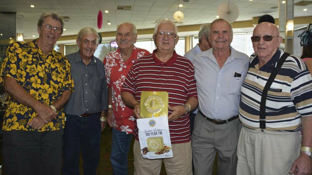 The Nambucca Heads Lions: 50 years strong. This year the Lions Club are marking their centenary around the world with a commemorative tin for $22. Grahame Beatton, Don Parveez, Barry Duffus, Barry Pade, Jeff Shoemark and Harry Middles.