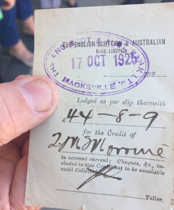 Wayne Bolton has kept this receipt from 1925: "It was my grandfather's; he sold his bullock team because he was about to sell the farm to start a sawmill down where the Foreshore Caravan Park is now."