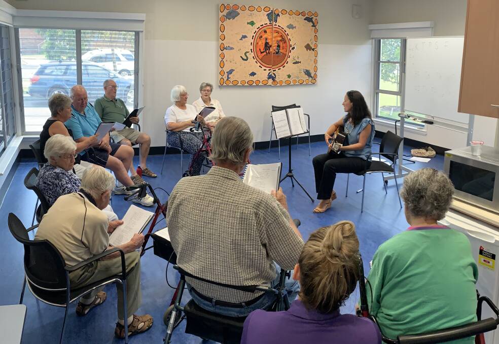  Music Therapist Bonnie Nilsson leads a singing session to help improve the quality of life of people with Parkinsons Disease. 