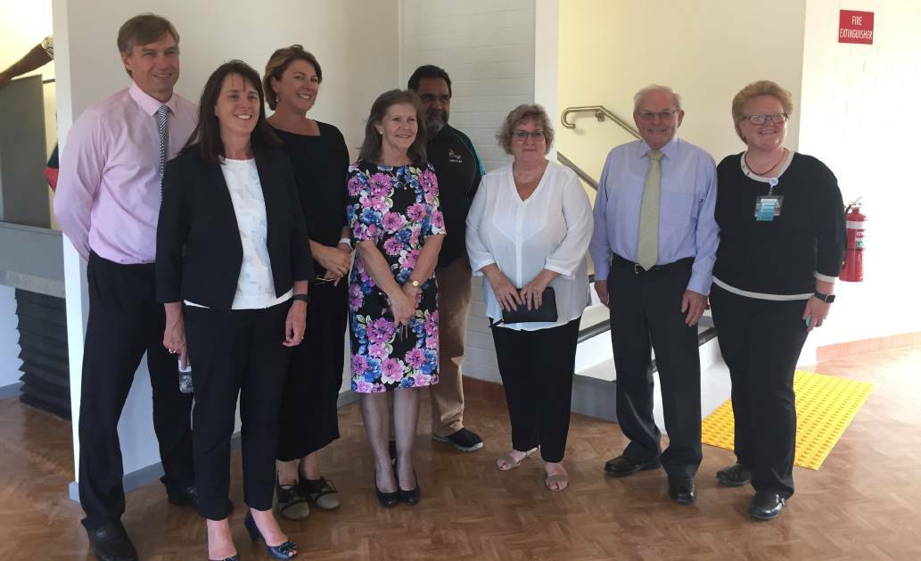 (From left) Stewart Dowrick (CE of Mid North Coast LHD), Carolyn McNally, Mel Pavey, Cr Rhonda Hoban, Tim Agius (CEO at Durri Aboriginal Medical Services), Cr Janine Reed, Warren Grimshaw (Chair of Allied Health Board), Dr Theresa Beswick (Network coordinator for Coffs Clinical Network) at the launch of the Bowraville Community Health facility.