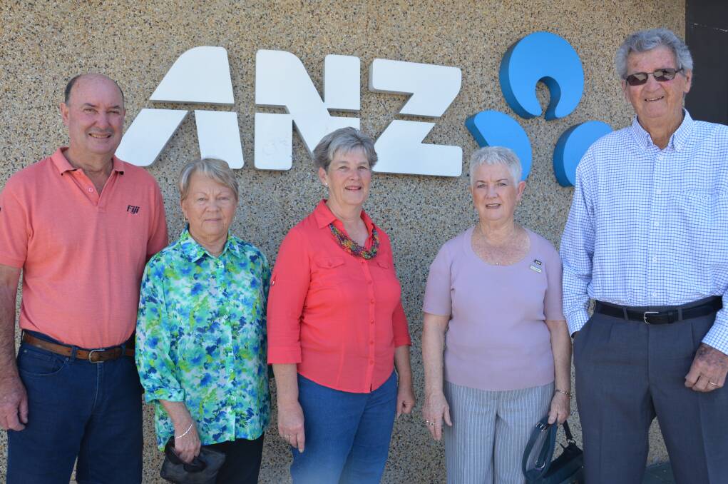 Wayne Bolton, Val White, Anne Pade, Carmel Howle and Morrie Miles: staff members of the ES&A bank - later the ANZ bank branch - of Nambucca Heads in the 60s.