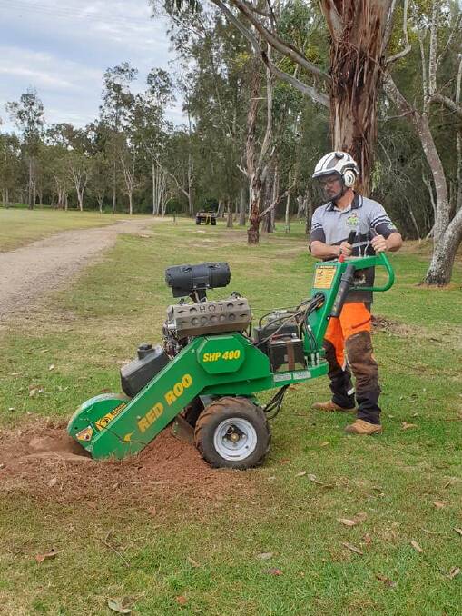 Dans Tree Service hard at work grinding away one of the old tree stumps that were littering our course no more golf balls coming to rest on an unplayable lie!
