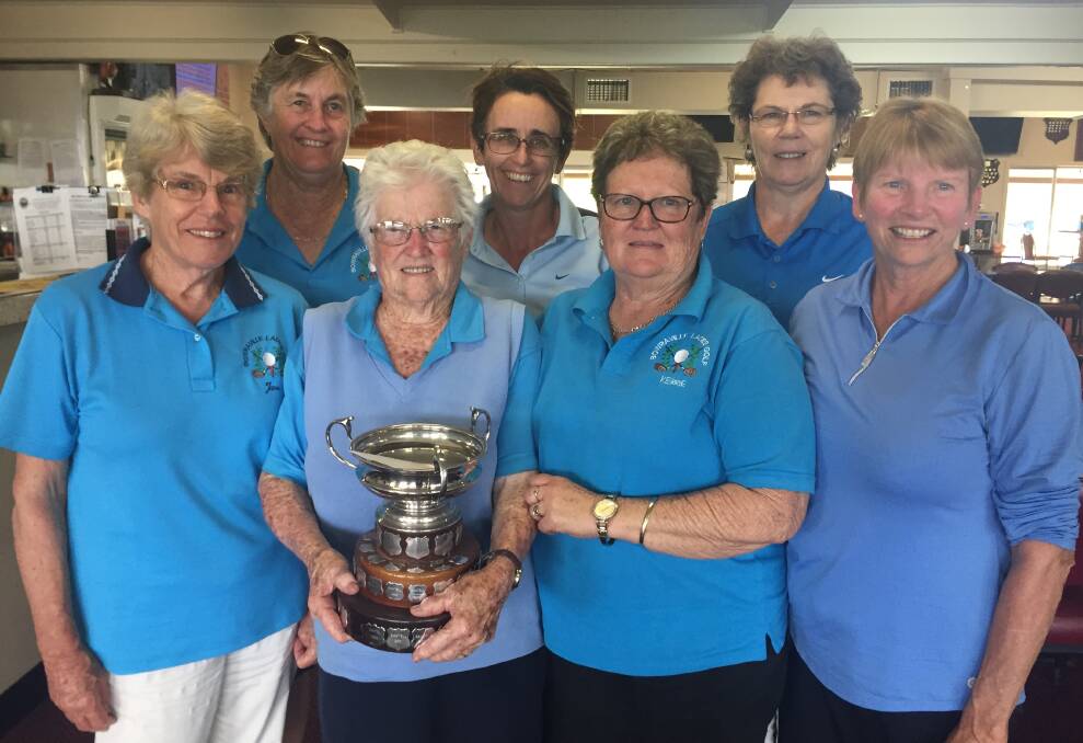 The undefeated champion Bowraville Ladies Pennant team: Jane Ackland, Moira Welch, Kerrie Jackson, Wendy Welch, Evelyn Usher and Mary Ann Perry. Absent: Flo Flood.