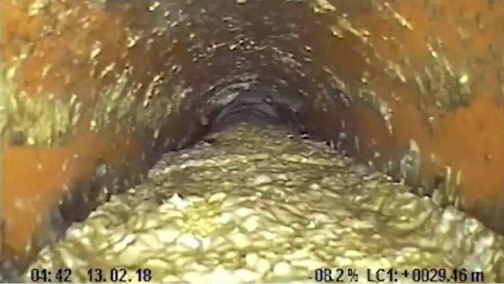 A mass of fatty wet wipes clogging a sewer
