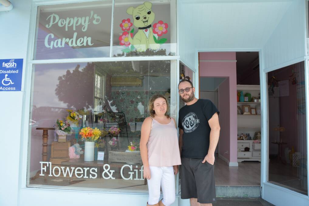Roxy and Chris outside their new River St store, where thieves attempted a break-in on Tuesday night.
