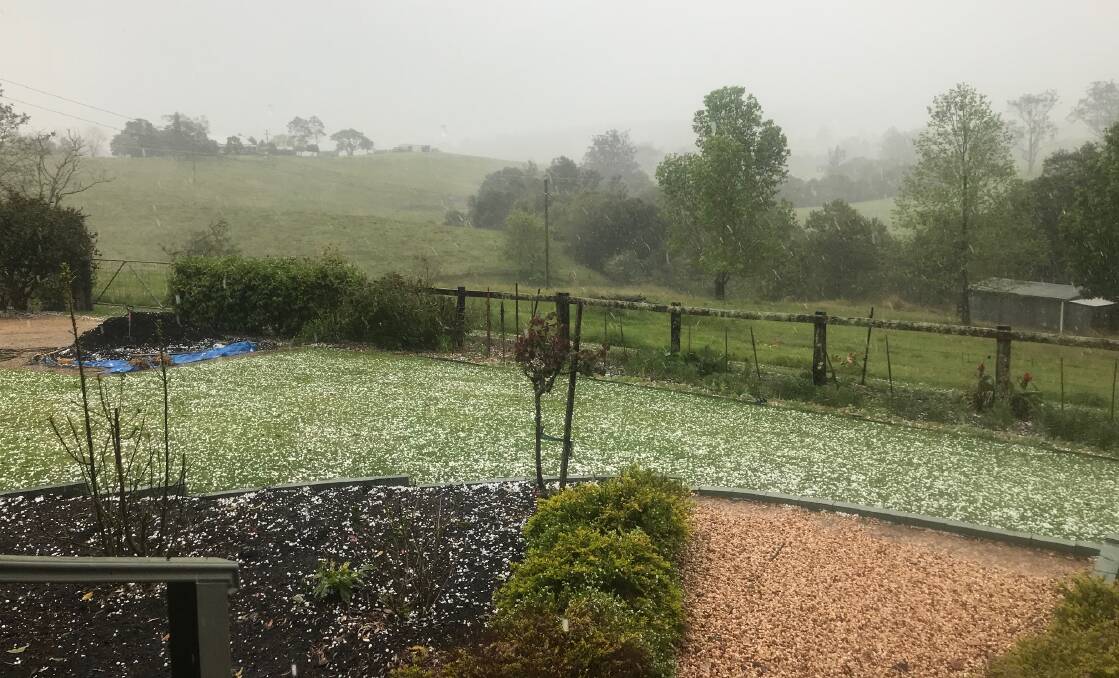 Anne Sutton from Utungun copped this hail in a five-minute flurry yesterday.