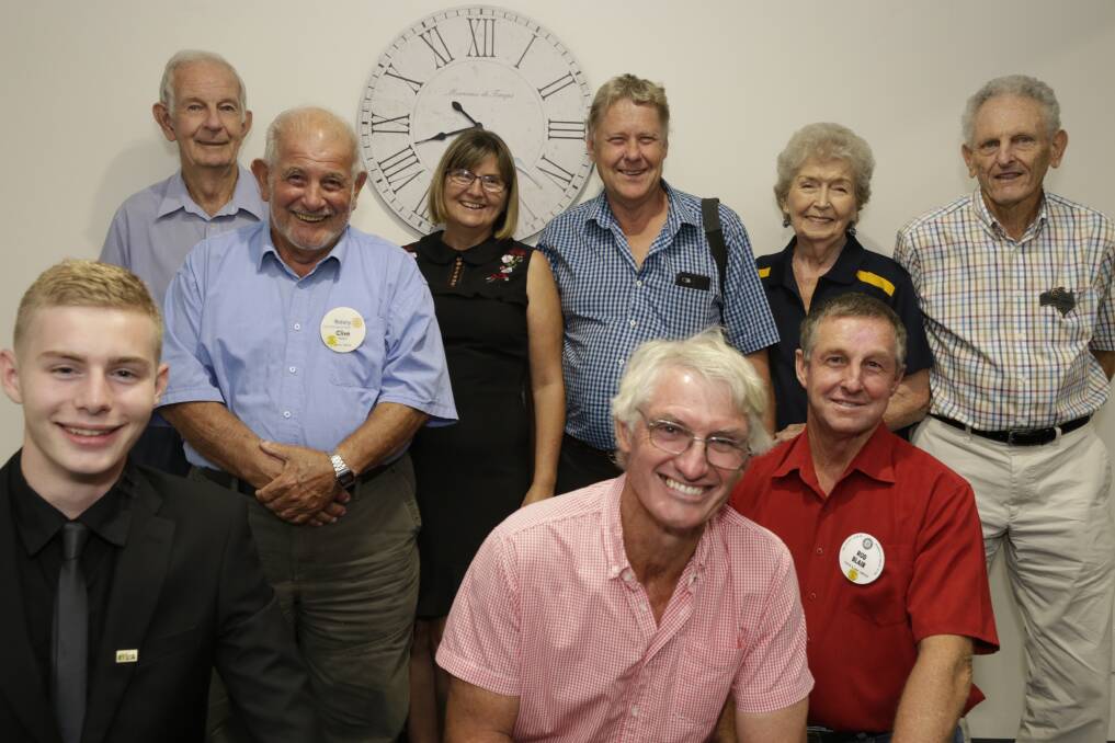 ABOUT TIME: Nambucca Heads Rotary Club members celebrate their win at their combined dinner with the Macksville Rotary Club. (Clockwise from top left) Ron Barber, Clive Watson, Karen and Sean Davis, Edna Stride, Garry Johnson, Rod Blair, Dave Banks and Youth Leader Brodyn Carter.
