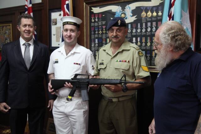 Cowper MP Luke Hartsuyker, Leading Seaman Trent Allman, Sergeant Gary Cowan, and, representing the Museum, Blew Beresford-Manning.   
