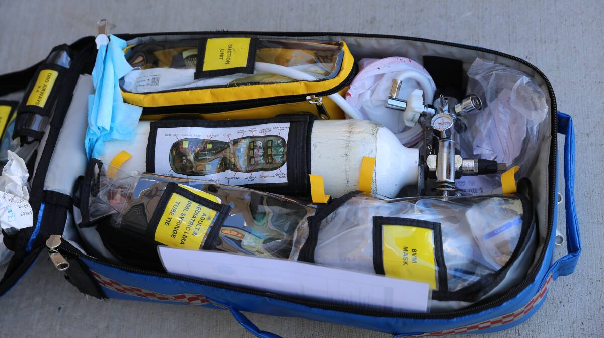 One of the medical kits the crew carries on board their fire truck