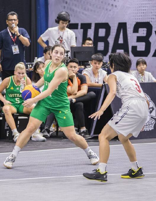 GRAND FINAL: Georgia Amoore playing for Australia in the 2019 FIBA 3x3 Under 18 Asia Cup grand final against Japan.