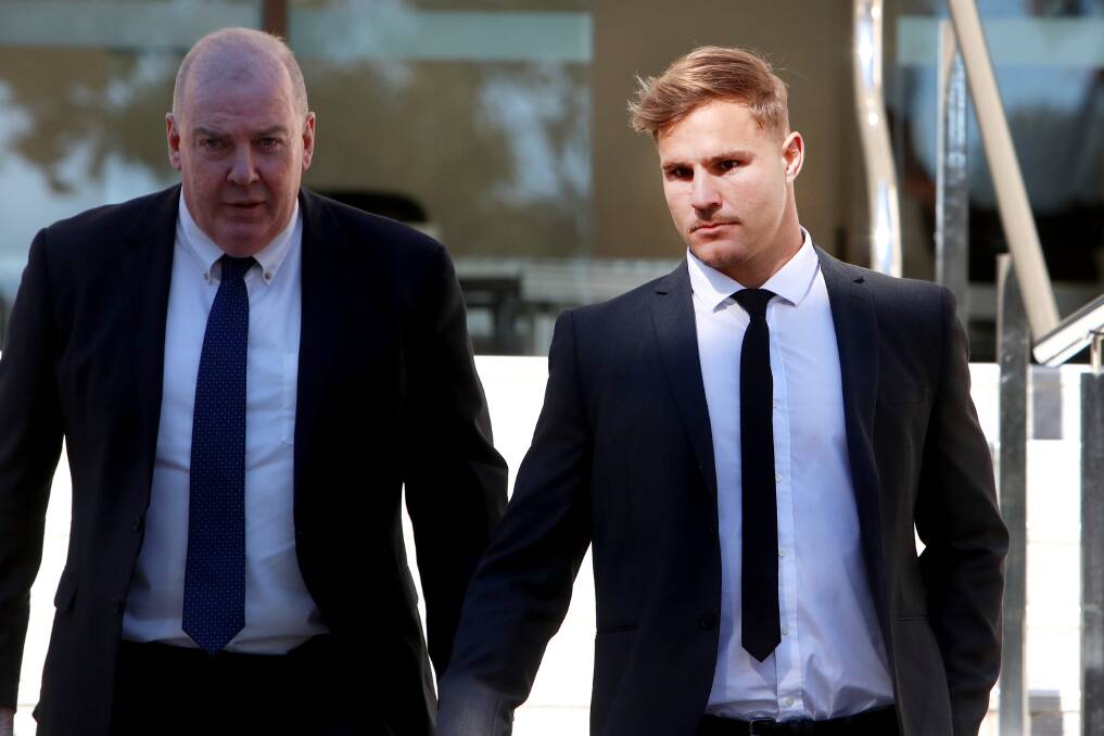 WITHDRAWN: Jack de Belin, pictured outside Wollongong Local Court on Tuesday, has withdrawn his appeal against the NRL's no-fault stand-down policy. Picture: Sylvia Liber. 