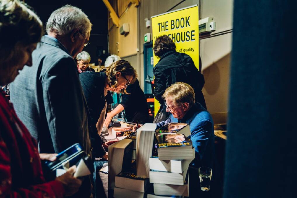 Kerry O'Brien signing his memoir at the 2019 Bellingen Readers and Writers Festival
