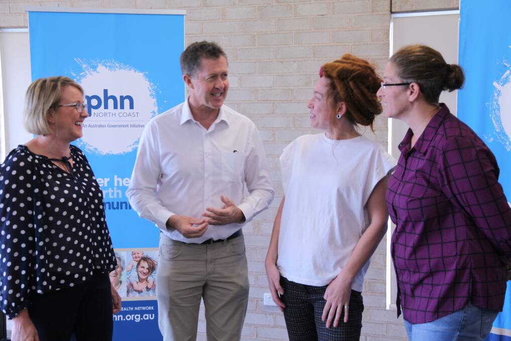 At the funding announcement in Coffs Harbour: Julie Sturgess, NCHN CEO, Luke Hartsuyker, Sarah Sherlock, Regional Manager for Northern NSW, Mission Australia, and Bec Minichilli, Manager of Mission Australia  360 Outreach.