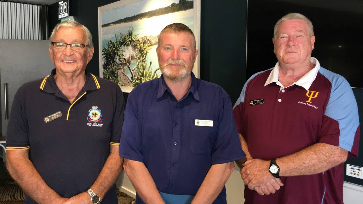 President of the Bellinger River RSL Sub-Branch, Mr Rick Maunder, The North Coast District Council President, Mr Don Robertson and Mr Stephen Walton, President of the Maclean Sub Branch at the February meeting of the North Coast District Council.