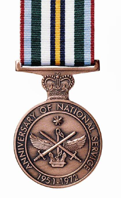 SERVICE: The photo depicts the Anniversary of National Service 1951-1972 medal which was introduced in 2001. Photo: courtesy of the Department of Defence