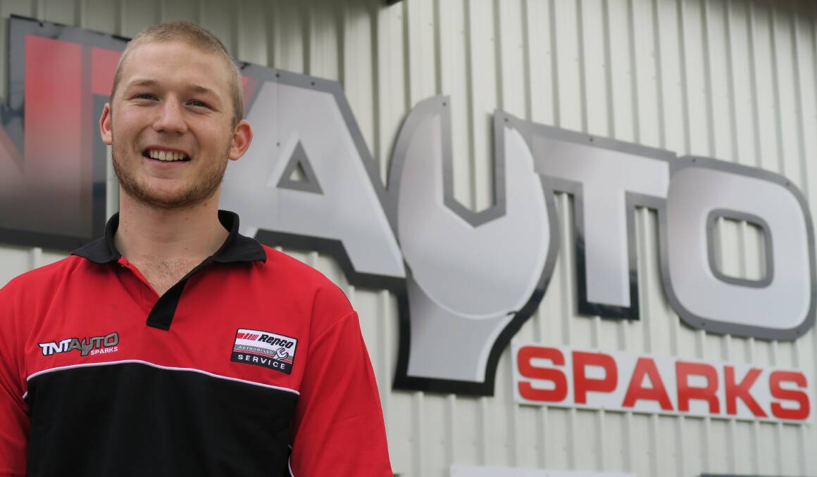 Joseph Ussher is in his final year as an auto electrical apprentice at TNT Auto Sparks in Nambucca Heads. Photo by Jess Wallace.