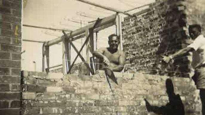 Construction of hospital 1957 with Ivan Ballangarry centre. Photo used with permission.