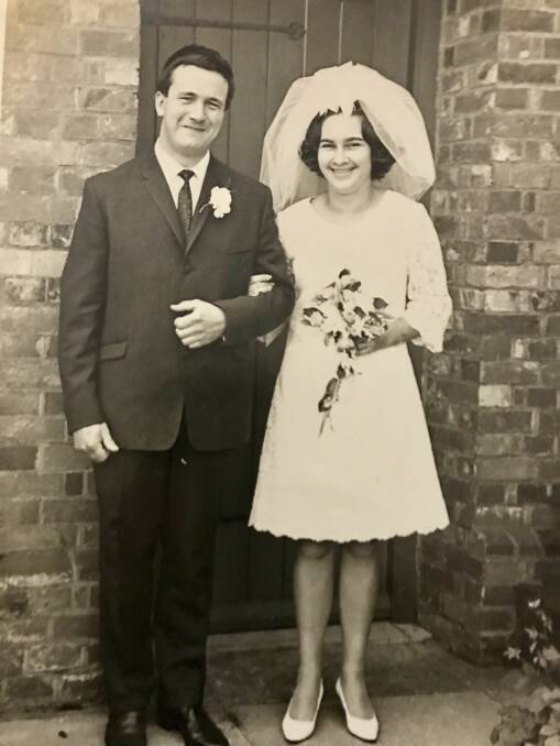 Trevor and Patricia Inman at their wedding in England, 1968.