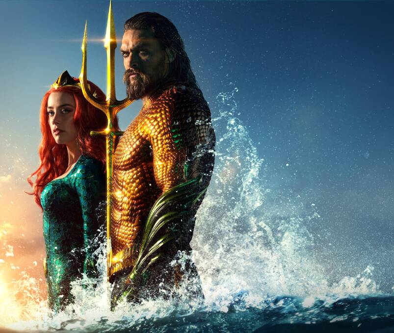 Jason Momoa as Arthur Curry, aka Aquaman and Amber Heard as Princess Mera in the splash hit Aquaman - screening at Majestic Cinema's Nambucca until January 16. 