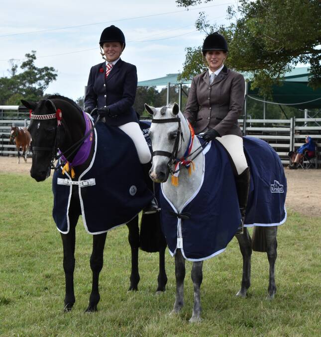 Chloe Dwyer with Confidential (left) and Sky Fewings with Strathford Soubrette (right). Photo credit: Millie Lucus, Wauchope.