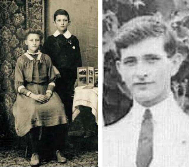 A community man: (From left) Harry Bragg aged 14 with his sister Annie; Harry Bragg in about 1917. Photos supplied by Rachel Burns.