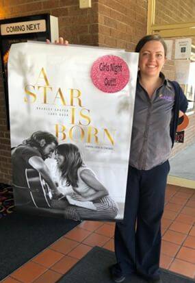 Majestic Cinemas' Jessica Grace get excited for A Star is Born's Girls’ Night Out on October 18 in Nambucca.