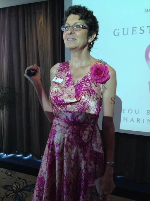 Bernie with curly new growth of hair at the Hastings Business Women’s Network for Breast Cancer Awareness October 2014 where she was a guest speaker.