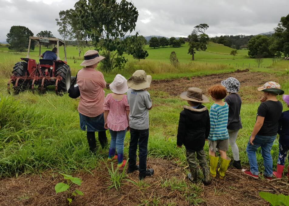 Students from Tallowood Steiner School learn about organic farming at Autarky Farm in Bowraville. Photos supplied.