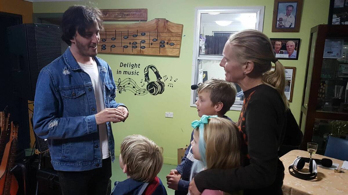 James Bennett and his young fans at 2NVR's Studio 3 Live event on August 16. Photo: Ceri Wrobel