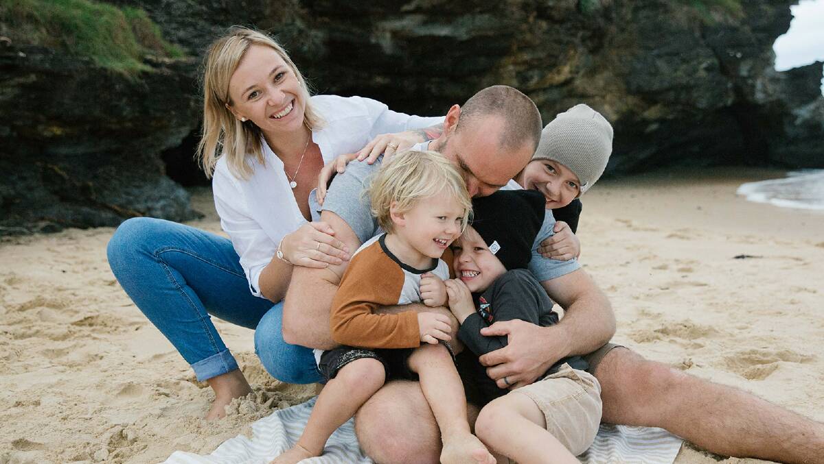 Bev Dyer with her husband Brenton and their kids. The Valla mum has made the list of finalist for the Ausmumpreneur Awards at the end of the month. Photo: Lyss Photo Stories.