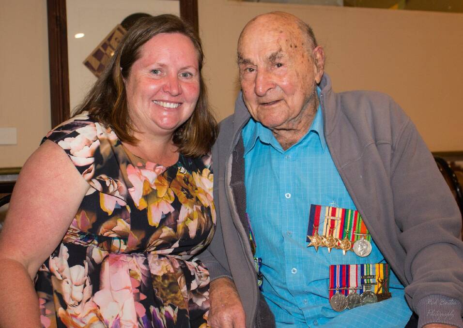Secretary of the Taylors Arm RSL Sub Branch Ann Stuart with the their oldest member Peter Bray. Photo: Mick Birtles.