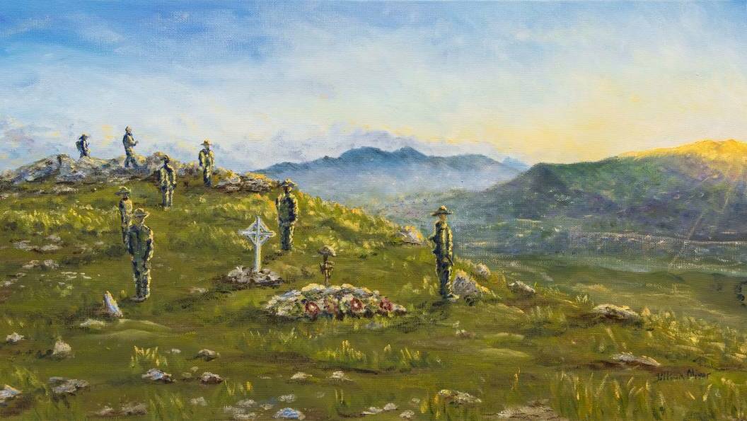  Anzac Day on Mount Schrandez by Wingham artist, Jillian Oliver. Photo: Manning River Times 