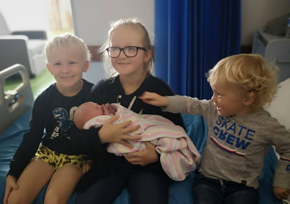 Little Lottie Iris is the new baby sister for Lincon, Nevaya and Artie Collison of Macksville. Photo supplied.