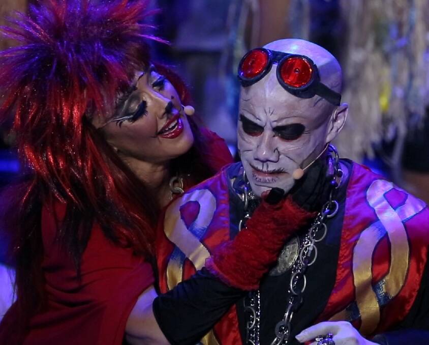 Doctor Moron (James Berkley) with Mona (Amanda Stella Webb), his devoted girlfriend. The musical was written and directed by Chris Dockrill from Crescent Head.