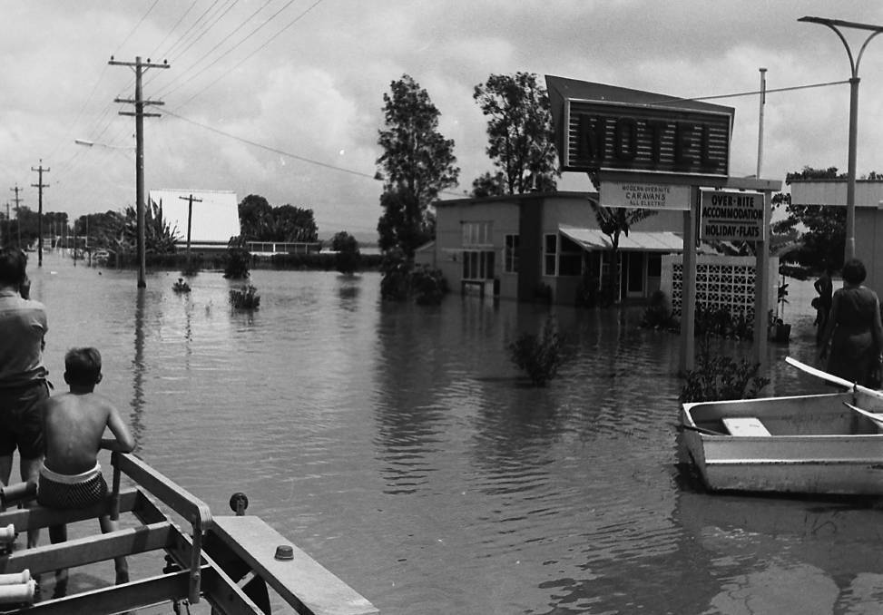 January 1968: Flood waters at Hibbard, Port Macquarie. Photo: Port Macquarie Museum.