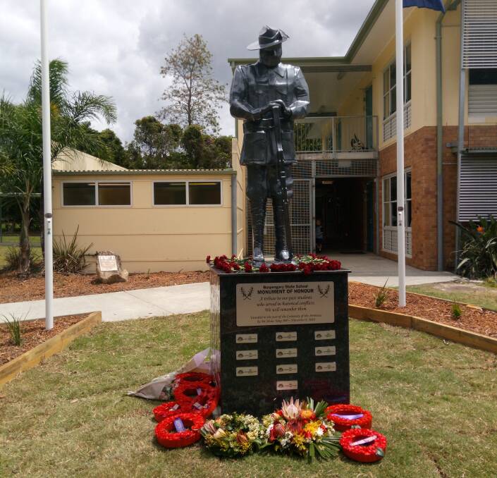 MONUMENT OF HONOUR: Statue of Unknown Soldier by Chris Heyes, Burpengary State School, QLD.
