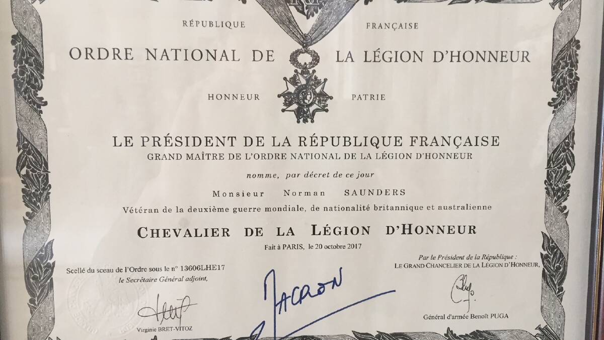 Monsieur Saunders receives his Legion d’Honneur